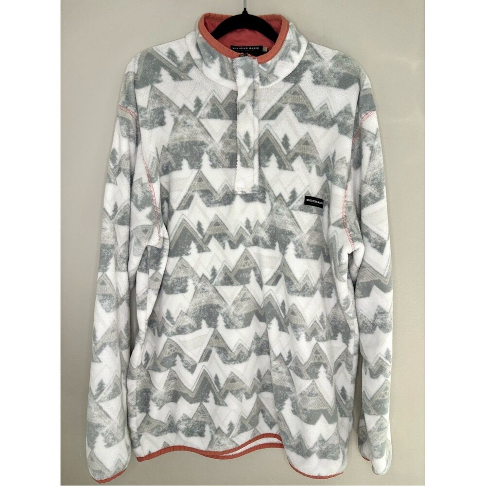 Southern Marsh Sherpa Pullover Mountain Print Fleece Medium
